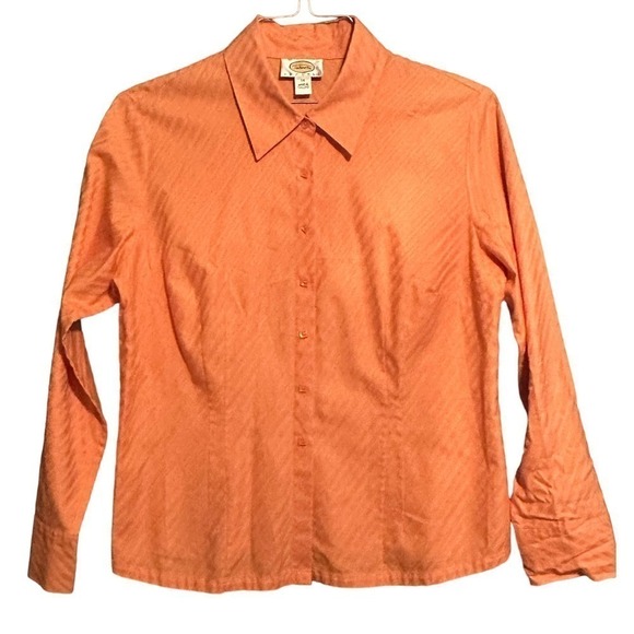 Talbots Tops - Talbots Petites Peachy Orange Long Sleeve Button Down Shirt Size 14